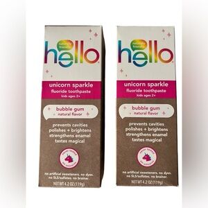New: Hello Unicorn Sparkle Toothpaste 2 Pack bubble gum (4.2)